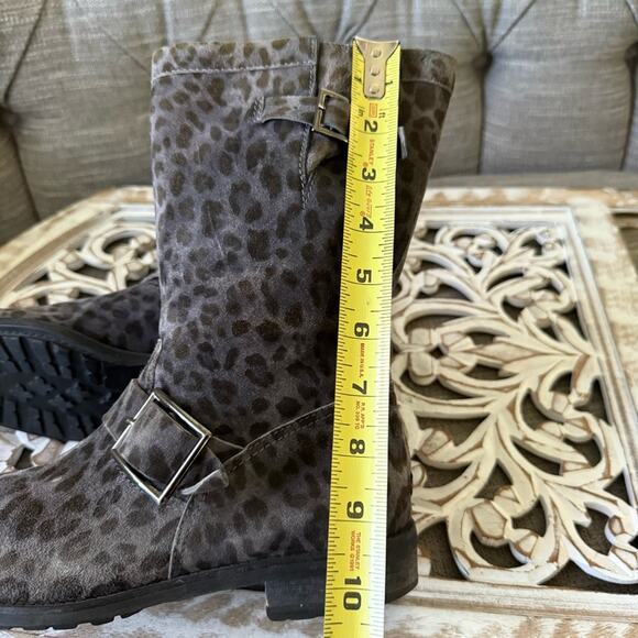 Jimmy Choo Gray Leopard Print Suede Leather Boots Women’s Size 38.5 US 8.5 - Picture 11 of 13